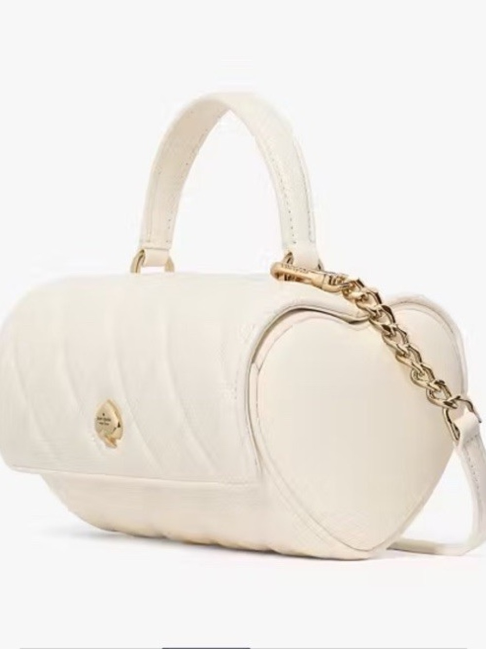 NWT Kate Spade Heart to Heart 3D Barrel Bag Meringue Cream Quilted Crossbody